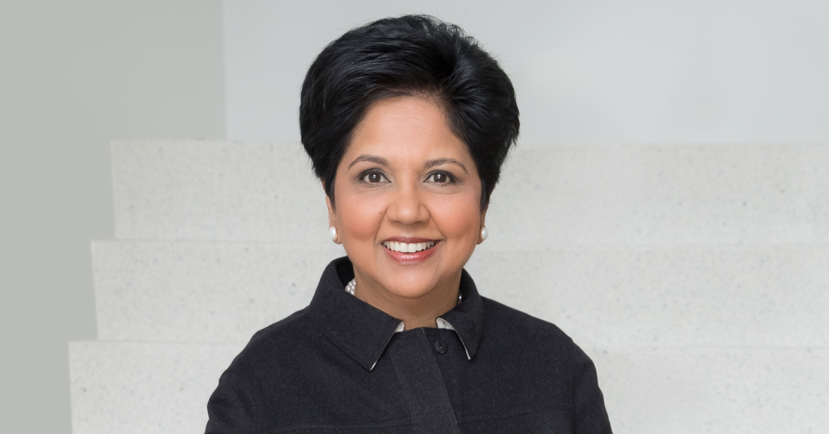 A headshot of Indra Nooyi