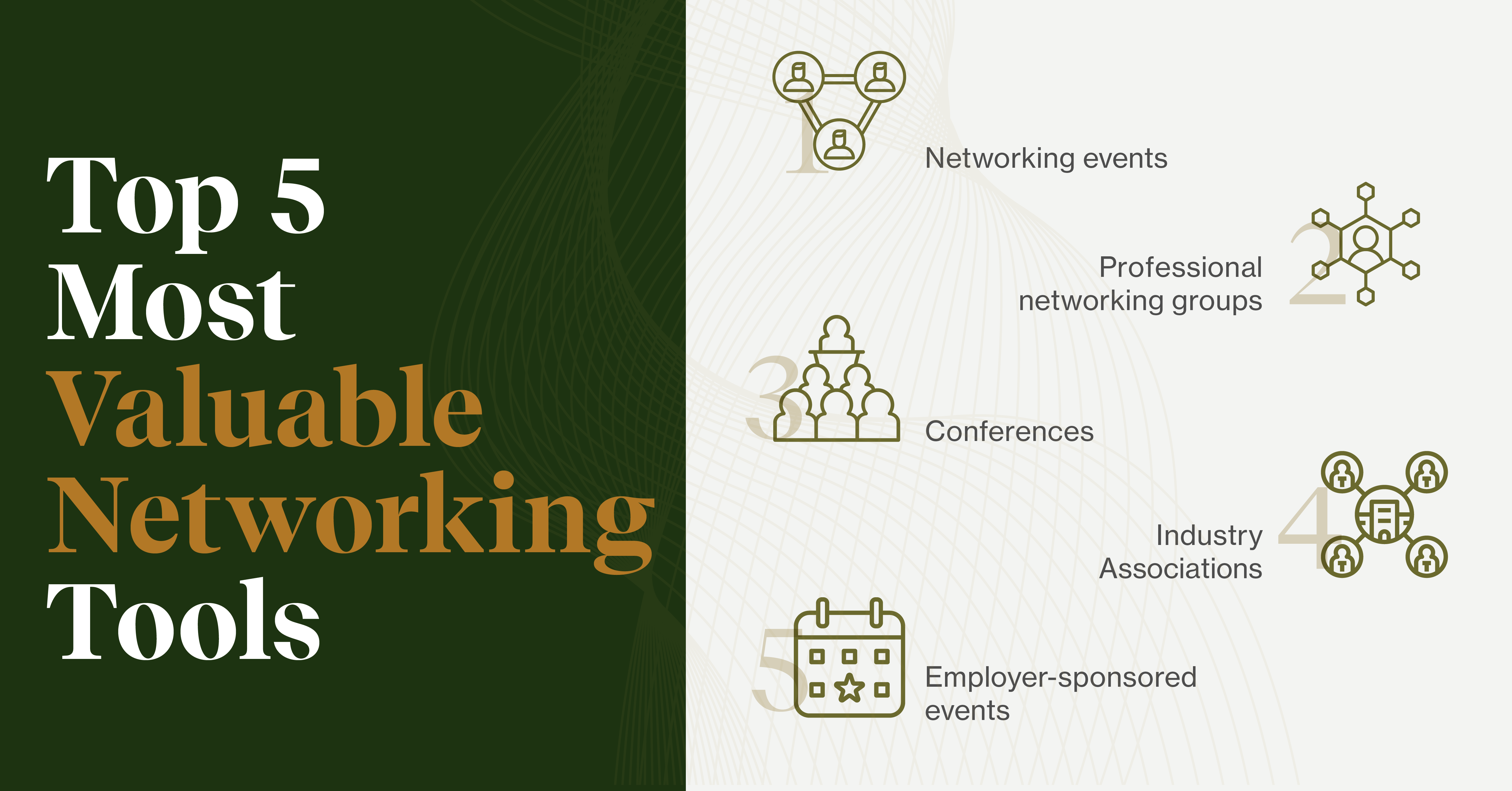 An image of the five most valuable networking tools for women leaders.